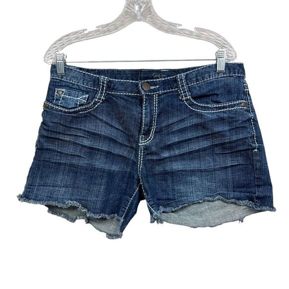 Jessica Simpson Womens Denim Shorts Weekender Slouch‎ Stretch Raw Hem Blue Sz 29 - Picture 1 of 6